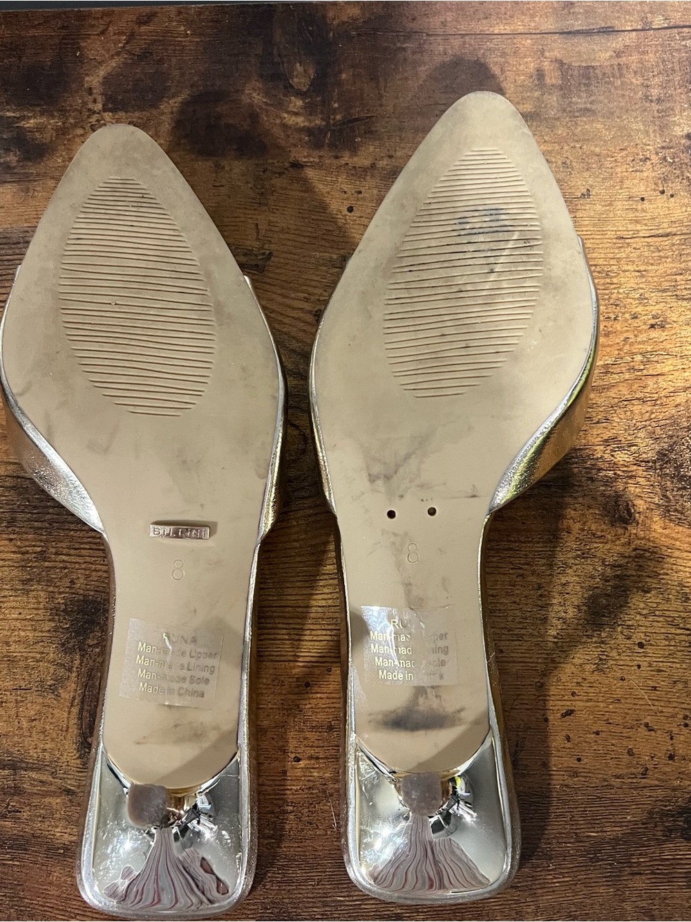 Metallic Gold Slingback Pointed-Toe Heels - Picture 3 of 3